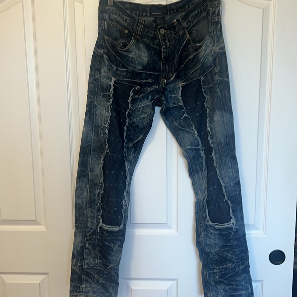 Vintage - Rare - Blue Stitch Jeans - Size Mens 34 / 32 - Fun & Funky